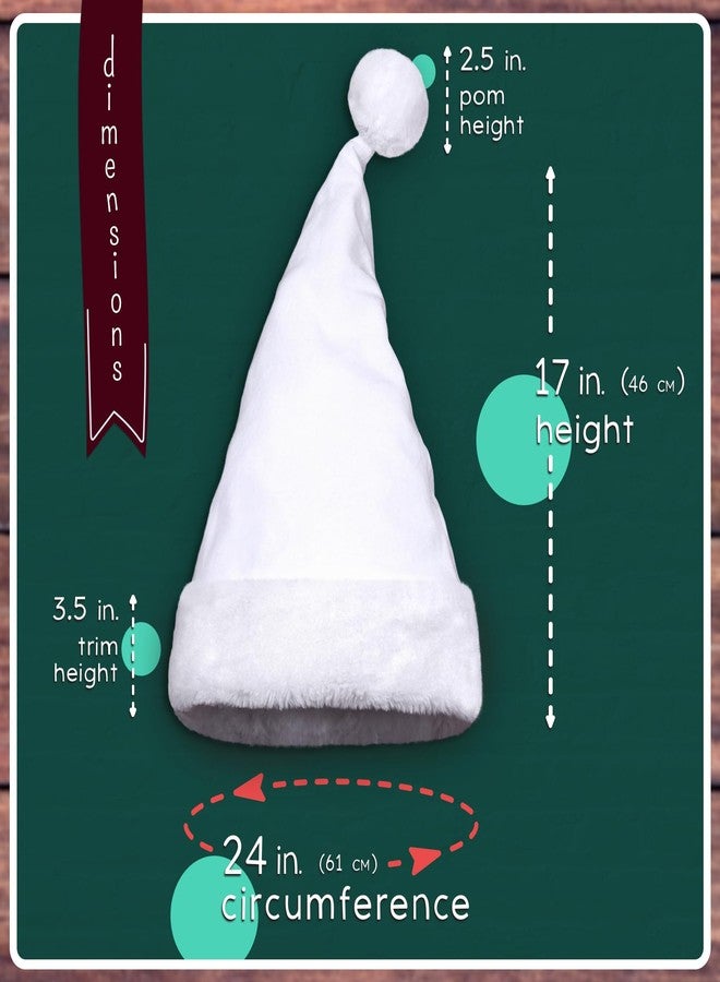 Hexonomy All White Velvet Santa Hat - White Furry Trim, Faux Fur - Elegant Christmas, Deluxe Xmas Accessory - Adult, 1 Size - Image 3