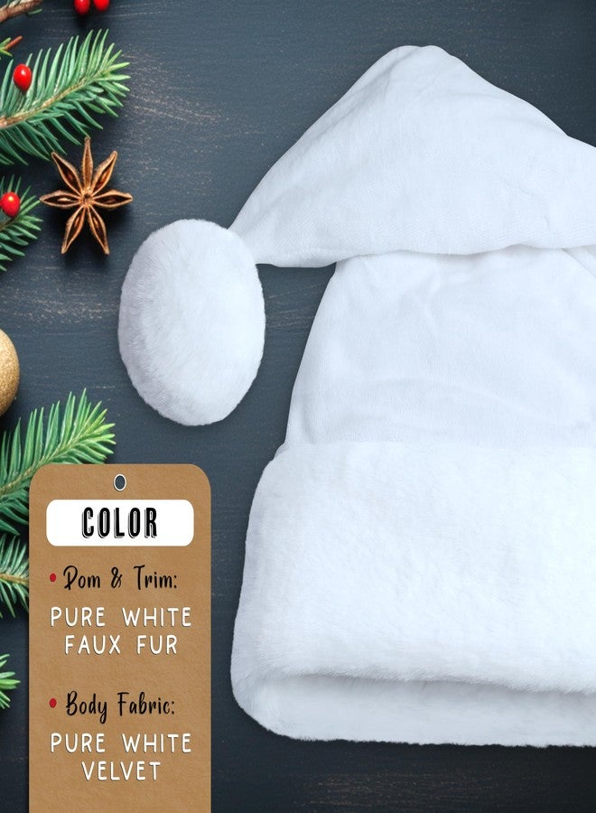 Hexonomy All White Velvet Santa Hat - White Furry Trim, Faux Fur - Elegant Christmas, Deluxe Xmas Accessory - Adult, 1 Size - Image 5