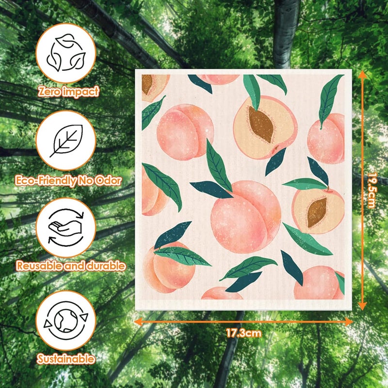 Morigins Mixed Fruit Swedish Kitchen Dishcloths Reusable Dish Towels Absorbent and Fast Dry Cleaning Cloths for Kitchen Cleaning Wipes 6 Pieces - Image 2
