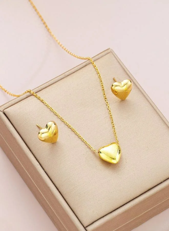 Take Two Heart Pendant Necklace and Earrings Set