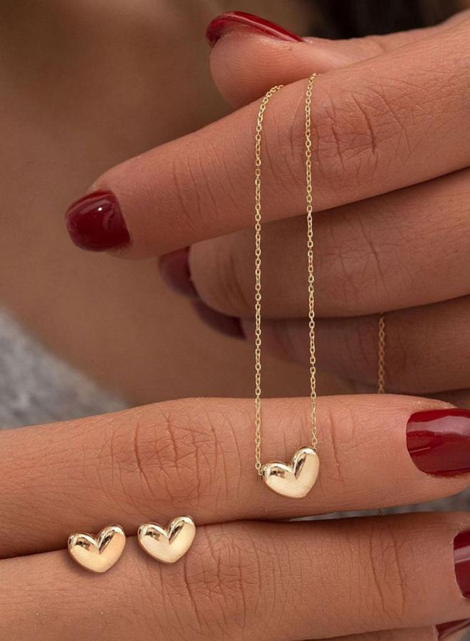 Take Two Heart Pendant Necklace and Earrings Set - Image 1