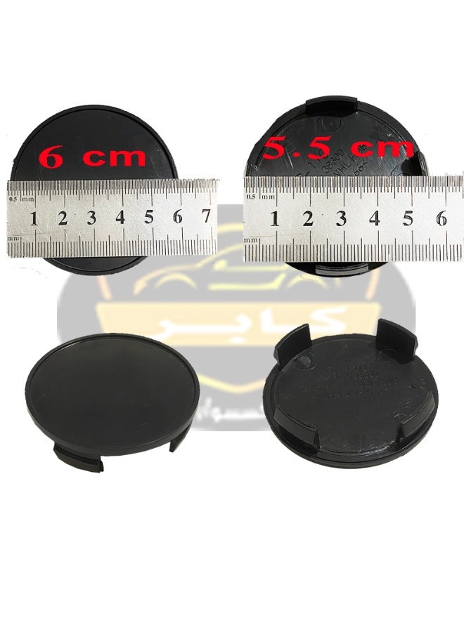 Premium Car Wheel Covers | Durable Car Tire Hub Caps | Wheel Plugs for Front and Rear Tire Hubs | 2-Piece Set, Lockable, Sleek Black Finish | Universal Fit 6 cm / 5.5 cm - Image 1