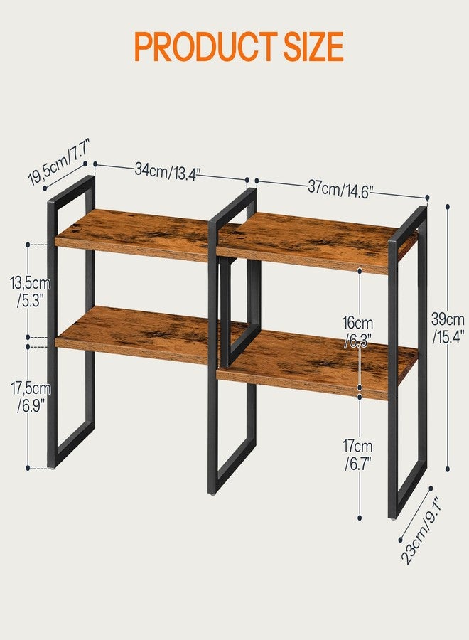 HOOBRO Desk Shelf Organizer, Adjustable Desktop Bookshelf, 2-Tier Shelf for Top of Desk, Wooden Office Storage Rack, for Office, Study, Kitchen, Dorm, Rustic Brown and Black BF39SJ01 - Image 3