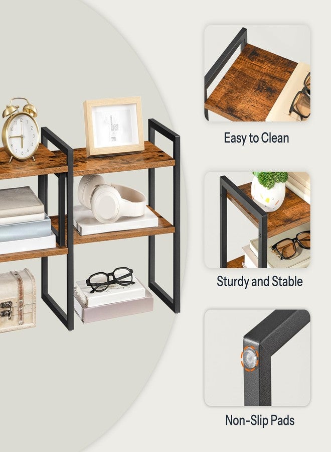 HOOBRO Desk Shelf Organizer, Adjustable Desktop Bookshelf, 2-Tier Shelf for Top of Desk, Wooden Office Storage Rack, for Office, Study, Kitchen, Dorm, Rustic Brown and Black BF39SJ01 - Image 5