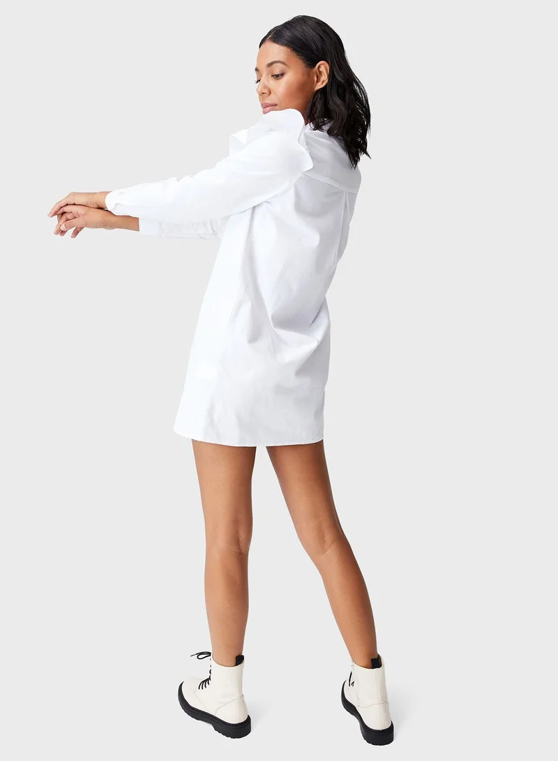 Cotton On Woven Jade Ruffle Shirt Mini Dress