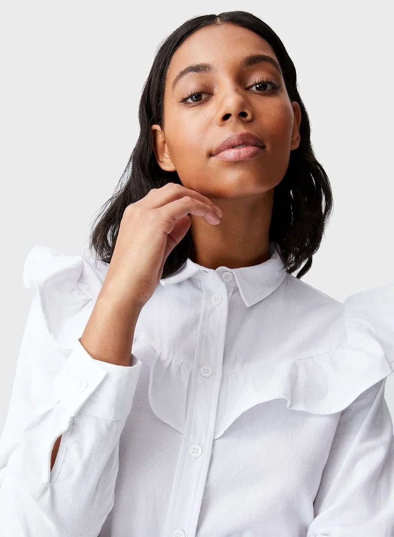 Cotton On Woven Jade Ruffle Shirt Mini Dress