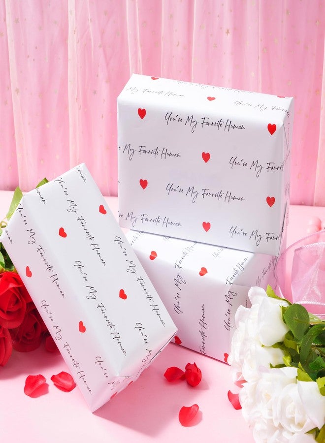 ZINTBIAL Valentine’s Day Wrapping Paper for Wedding, Anniversary, Birthday - You're My Favourite Human Design for for Men Women - 20 x 29 Inches, 6 Folded Sheets, Easy to Store - Image 4