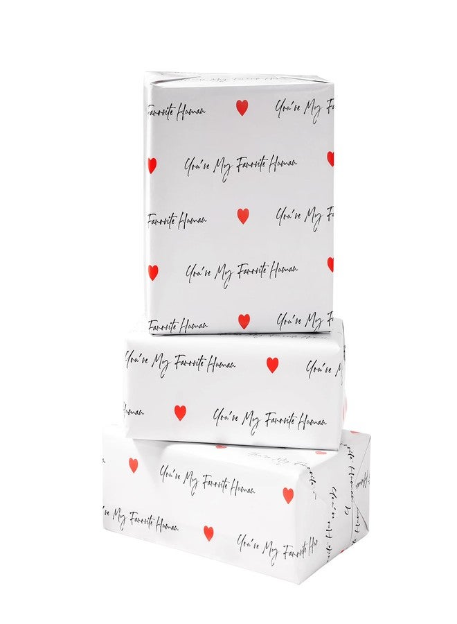 ZINTBIAL Valentine’s Day Wrapping Paper for Wedding, Anniversary, Birthday - You're My Favourite Human Design for for Men Women - 20 x 29 Inches, 6 Folded Sheets, Easy to Store - Image 1