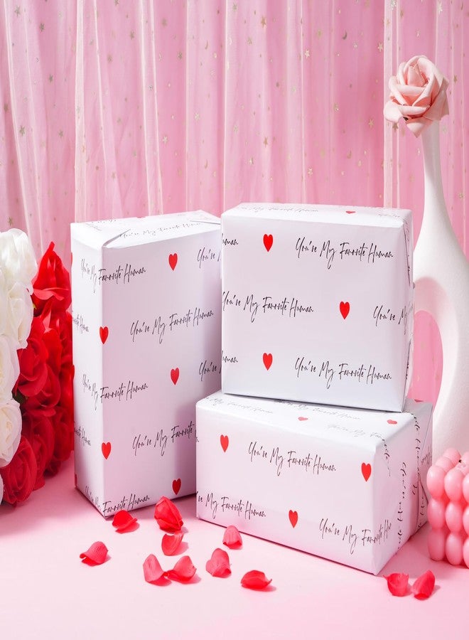 ZINTBIAL Valentine’s Day Wrapping Paper for Wedding, Anniversary, Birthday - You're My Favourite Human Design for for Men Women - 20 x 29 Inches, 6 Folded Sheets, Easy to Store - Image 2