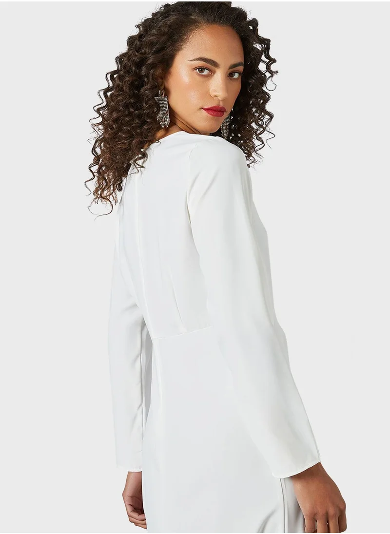 SIVVI for HANIYA V-Neck Asymmetrical Hem Dress