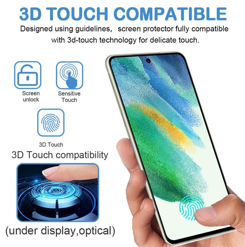 Arshek Galaxy S21 FE Screen Protector and Camera Protector, [3 Screen Protectors+3 Camera Protectors][Support Fingerprint] Tempered Glass Screen Protector for Samsung Galaxy S21 FE 5G - Image 5