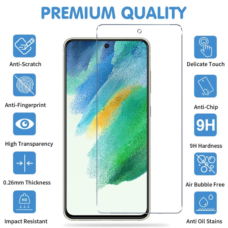 Arshek Galaxy S21 FE Screen Protector and Camera Protector, [3 Screen Protectors+3 Camera Protectors][Support Fingerprint] Tempered Glass Screen Protector for Samsung Galaxy S21 FE 5G - Image 2