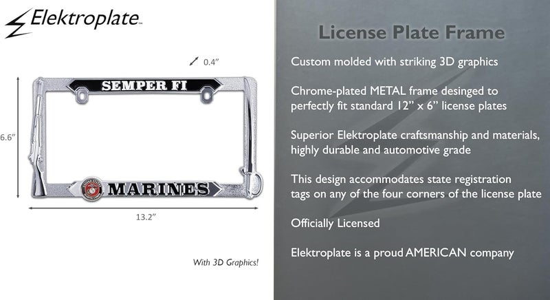Elektroplate Semper Fi Marines 3D License Plate Frame - Image 3