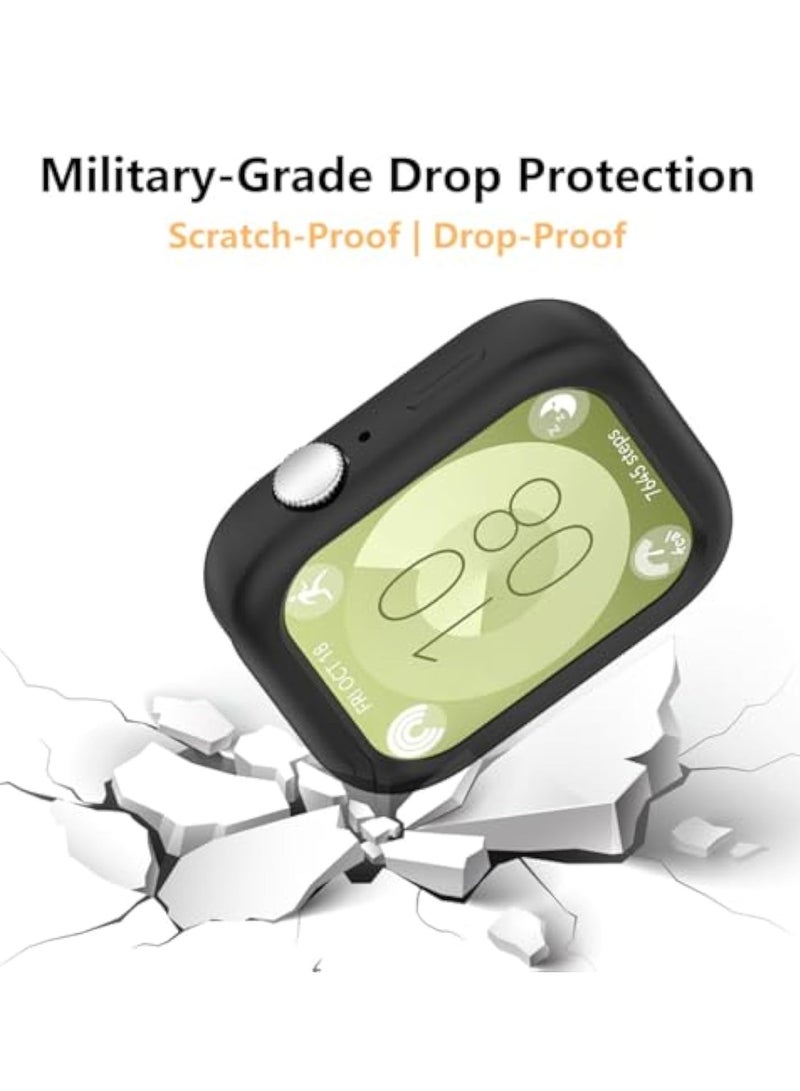 Barakah 2Pcs Cases for Huawei Watch Fit 3, Flexible Silicone Cover, Shell Shockproof Scratch-Proof Protector Case, Smartwatch Accessories, Bumper Full Coverage Cover Defense Edge, White and Black - Image 4