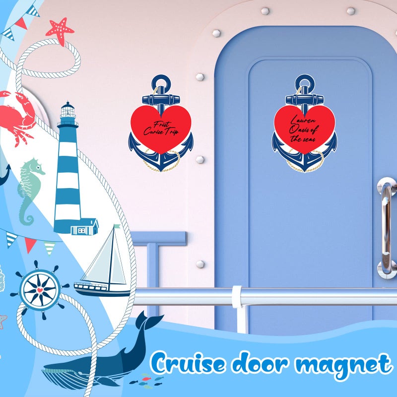 Sherr 2 Pcs Valentines Cruise Door Magnets Anchor Car Magnets with 3 Pcs Paint Pens Nautical Anchor with Red Heart Magnetic Stickers for Carnival Cruise Refrigerator Anniversary Decorations - Image 5