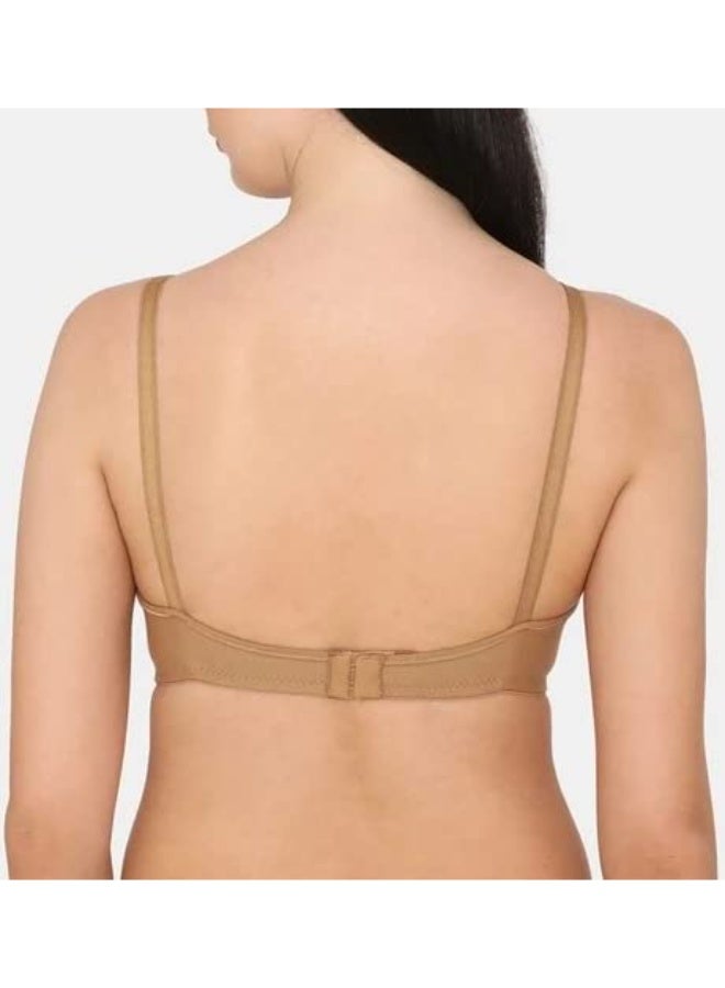 Love Bell Women's Everyday Bra - Non-Padded Soft Cup T-shirt Bra - Premium Cotton - Seamless, Moulded, 16 hour Tshirt Bra (C, Nude Beige, 34C) - Image 4