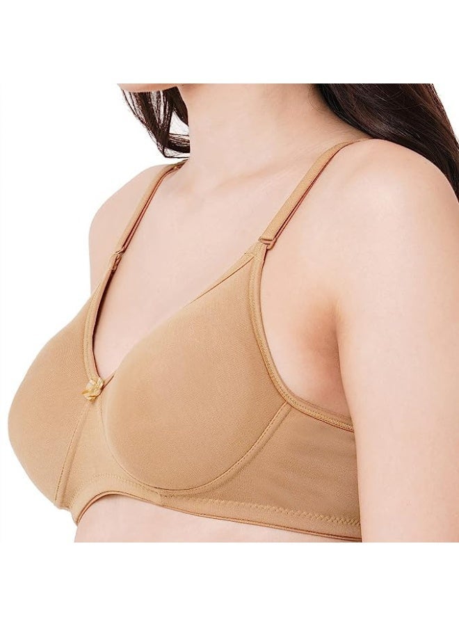Love Bell Women's Everyday Bra - Non-Padded Soft Cup T-shirt Bra - Premium Cotton - Seamless, Moulded, 16 hour Tshirt Bra (C, Nude Beige, 34C) - Image 5