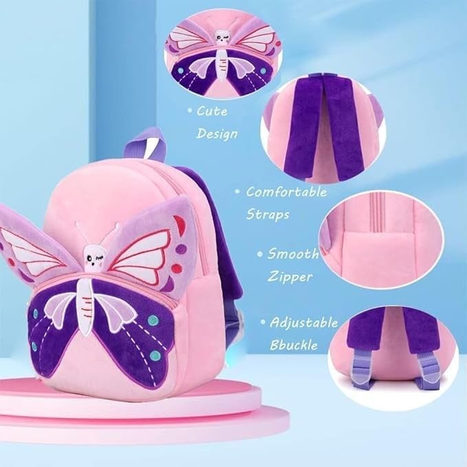 Frantic School Backpack School Bag Daypack Picnic Bag For Boys & Girls(Pink Baby Butter fly) - Image 5