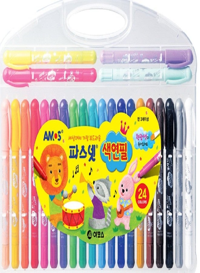 Amos OKEPS Amos Premium The Softest in The World Pasnet Twistable Colored Pencils 24 Colors - Image 1