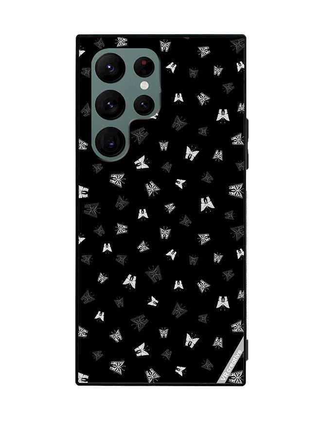 VR CREATIVE Protective Case Cover For Samsung Galaxy S22 Ultra 5G Butterfly Black And White Design Multicolour - Image 1