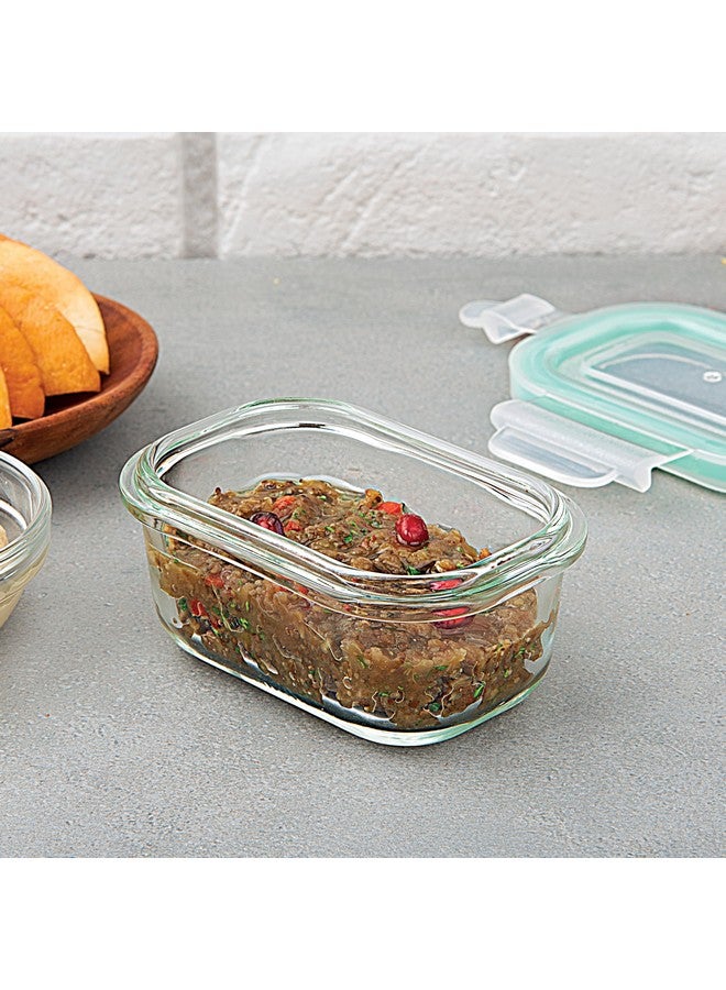 La Opala لا أوبالا طقم تخزين زجاجي 100% بوروسيليكات | مع غطاء محكم الإغلاق، مستطيل 120 مل | مقاوم للميكروويف والفرن | مقاوم للغسالة والفريزر | متين | شفاف - Image 1