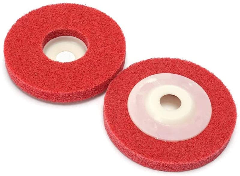 Shoppingekart Red Buffing Wheel NonWoven Fabric For Deburring Cleaning Matt Polish And Surface Protection For Steel Iron Or Any Metal Polishing Size 4 inchRed Pack of 10  - Image 1