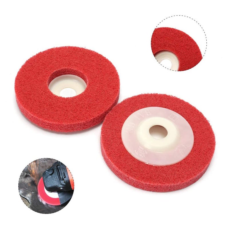 Shoppingekart Red Buffing Wheel NonWoven Fabric For Deburring Cleaning Matt Polish And Surface Protection For Steel Iron Or Any Metal Polishing Size 4 inchRed Pack of 10  - Image 3