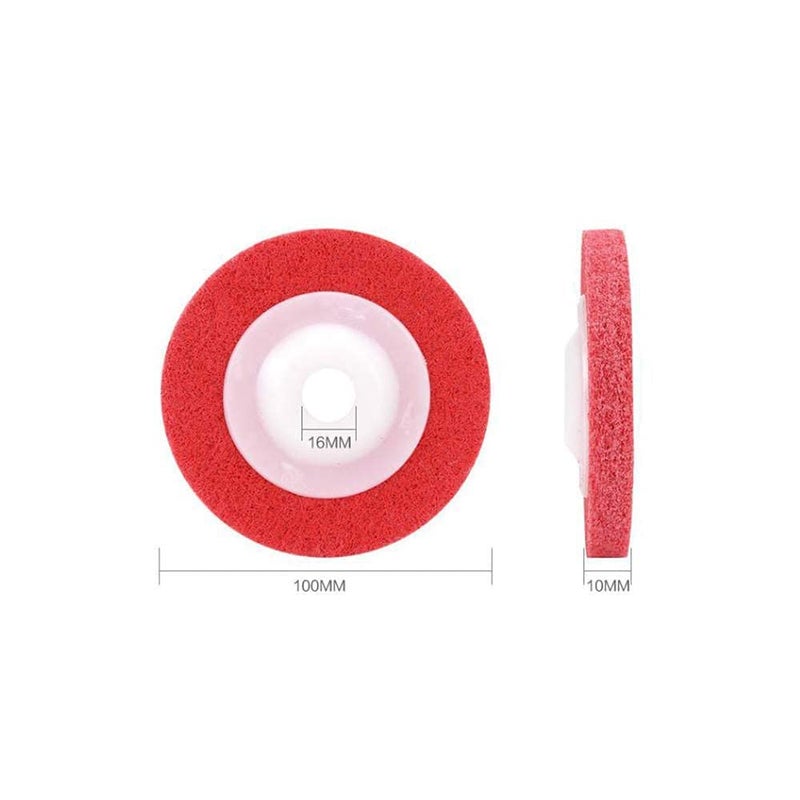 Shoppingekart Red Buffing Wheel NonWoven Fabric For Deburring Cleaning Matt Polish And Surface Protection For Steel Iron Or Any Metal Polishing Size 4 inchRed Pack of 10  - Image 2