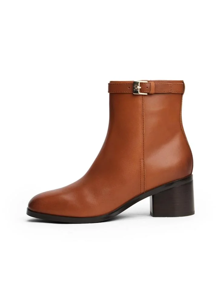 TOMMY HILFIGER Leather TH Monogram Buckle Ankle Boots