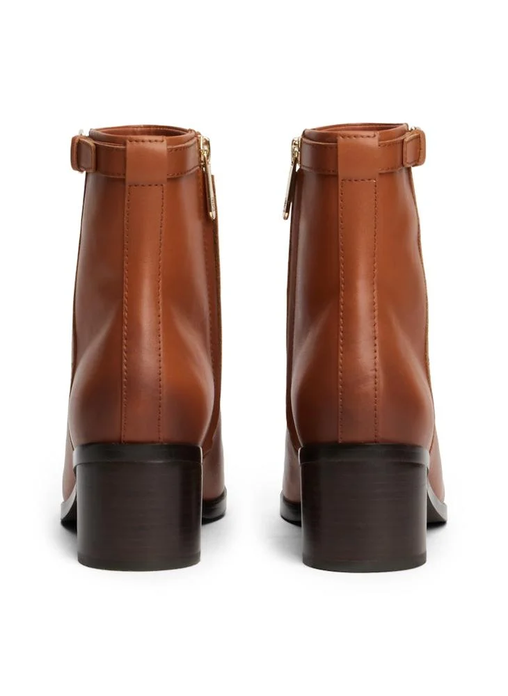 TOMMY HILFIGER Leather TH Monogram Buckle Ankle Boots