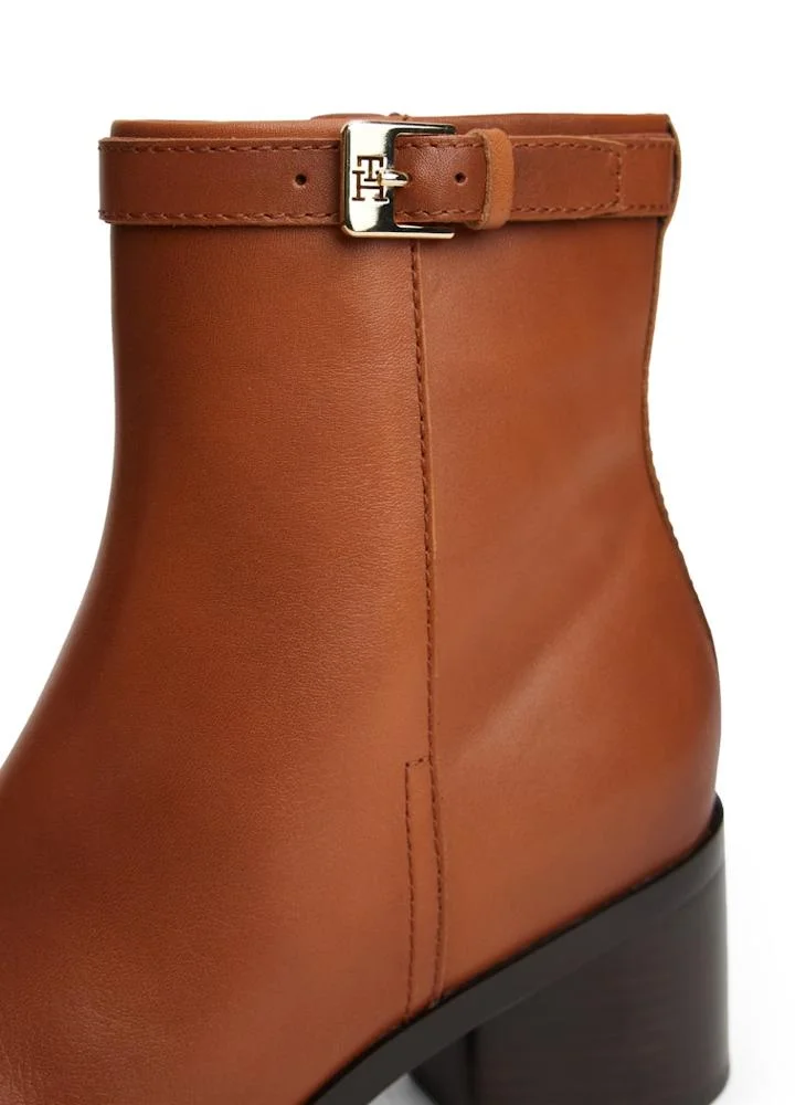 TOMMY HILFIGER Leather TH Monogram Buckle Ankle Boots