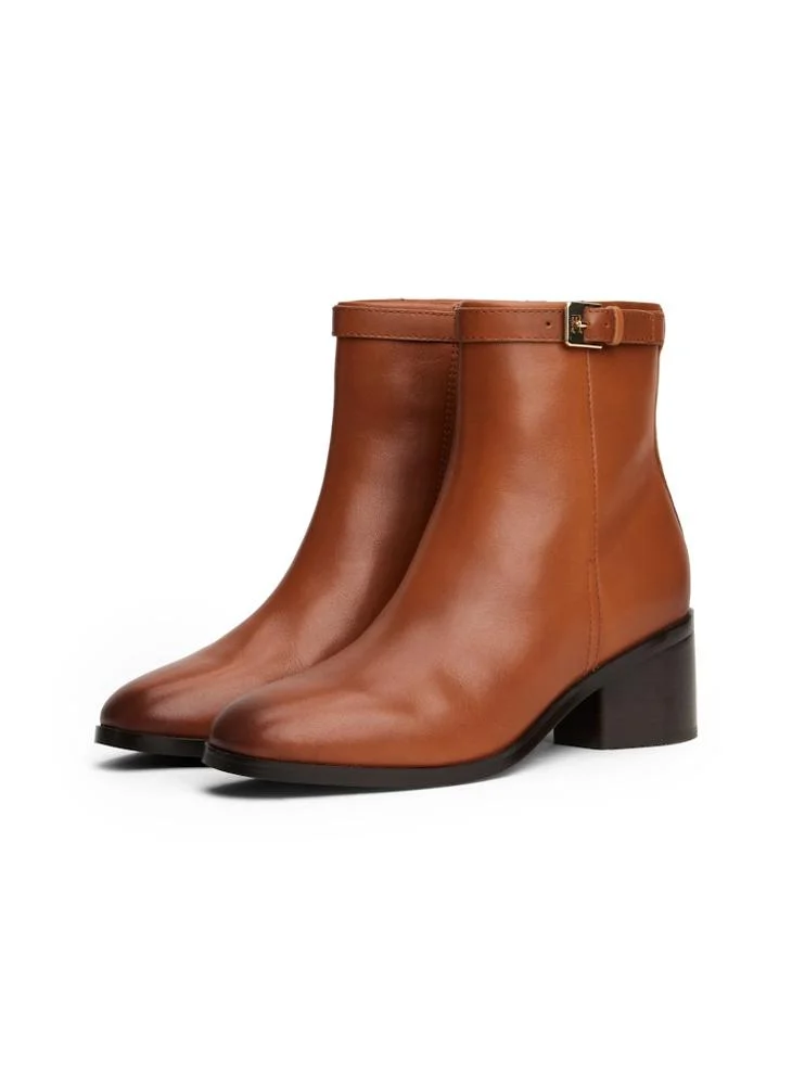 TOMMY HILFIGER Leather TH Monogram Buckle Ankle Boots