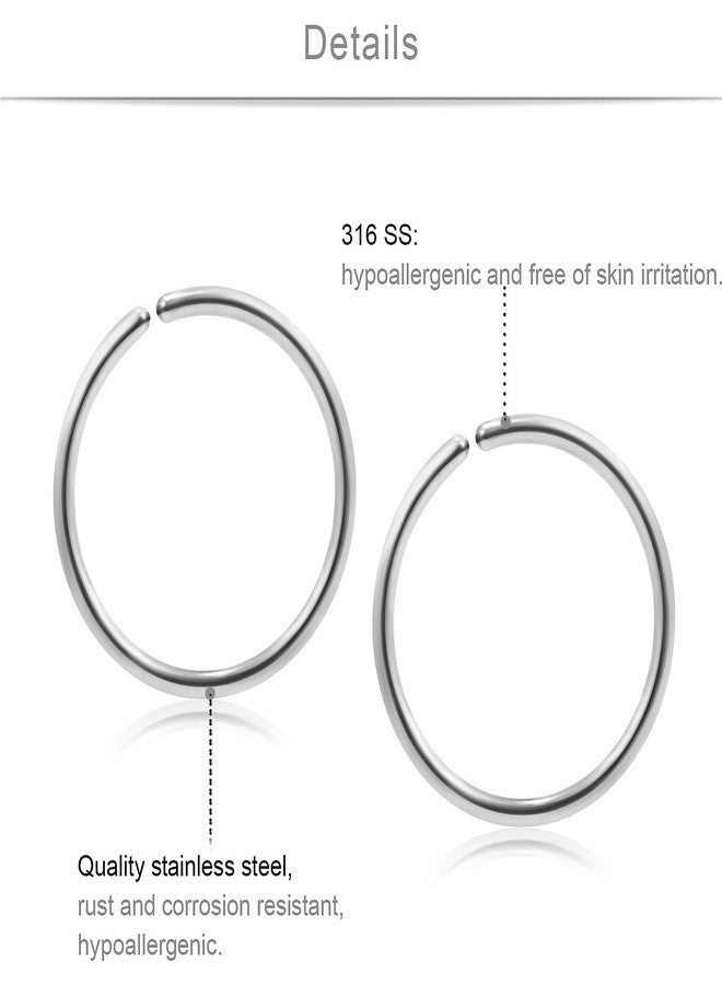 SCERRING 23PCS 22 Gauge Nose Rings Hoop Stainless Steel L Shaped Clear CZ Nose Studs Cartilage Daith Tragus Ear Piercing Ring Hoop Body Jewelry Set - Image 2