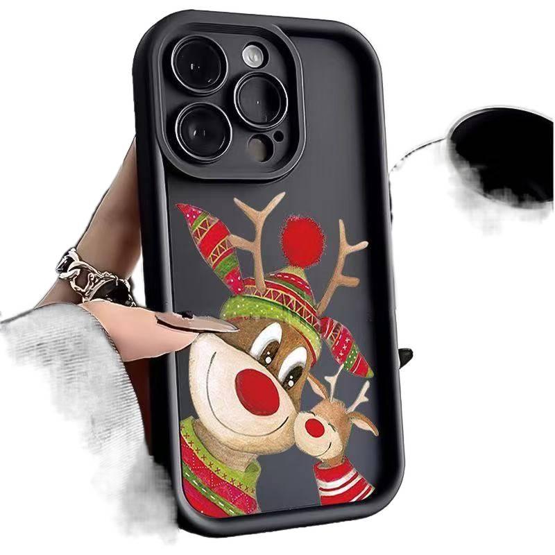 غطاء واقي | TPU | نقش الرنة لعيد الميلاد | أبيض | مقاوم للصدمات لـ iPhone 14 / 14 Plus / 14 Pro / 14 Pro Max - Image 3