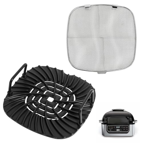 Grill Grate and Replacement Splatter Shield for Ninja AG301 Foodi 5in1 Indoor Grill Nonstick Grill Griddle and Stainless Steel Fine Mesh Splatter Screen for Ninja Foodi AG300 AG301C AG302 AG400