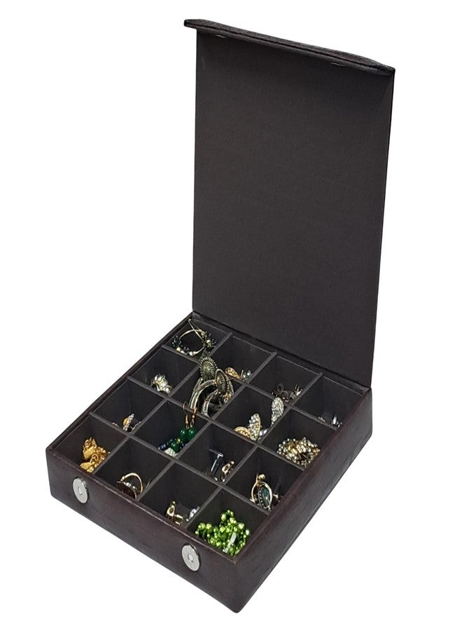 Essart 16 Slots Makeup and Jewellery Box, Earring Box, Jewellery Makeup Vanity Multi Purpose, Makeup & Cufflinks Box, Cufflink Box Vanity Jewellery - Croco-Brown - Image 2