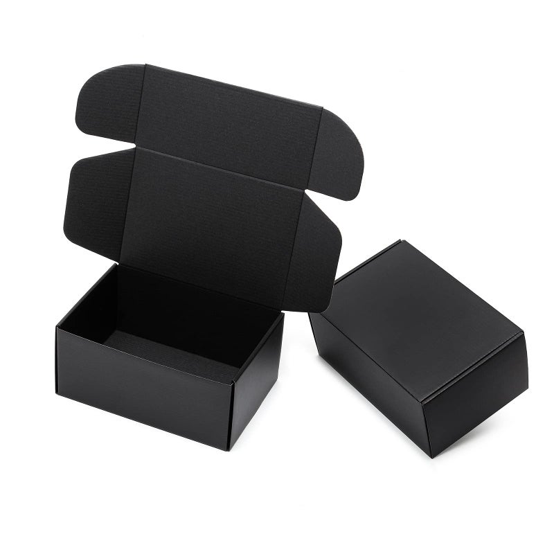 Mcfleet 9x6x4 Black Shipping Boxes 24 Pack Corrugated Cardboard Mailing Box Packaging for Small Business Tab Locking Literature Mailer Flat Empty Gift Packing Supplies