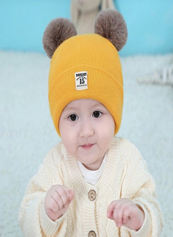 REFFER Baby Winter Cap; Cute Design; Winter Cap for Baby; Kids Cap; Baby Winter Cap; Baby Cap; Beanie Neck Warmer Set Double Layers Warm Lining Inside Best fits for 6 Month to 3 Years Yellow - Image 2