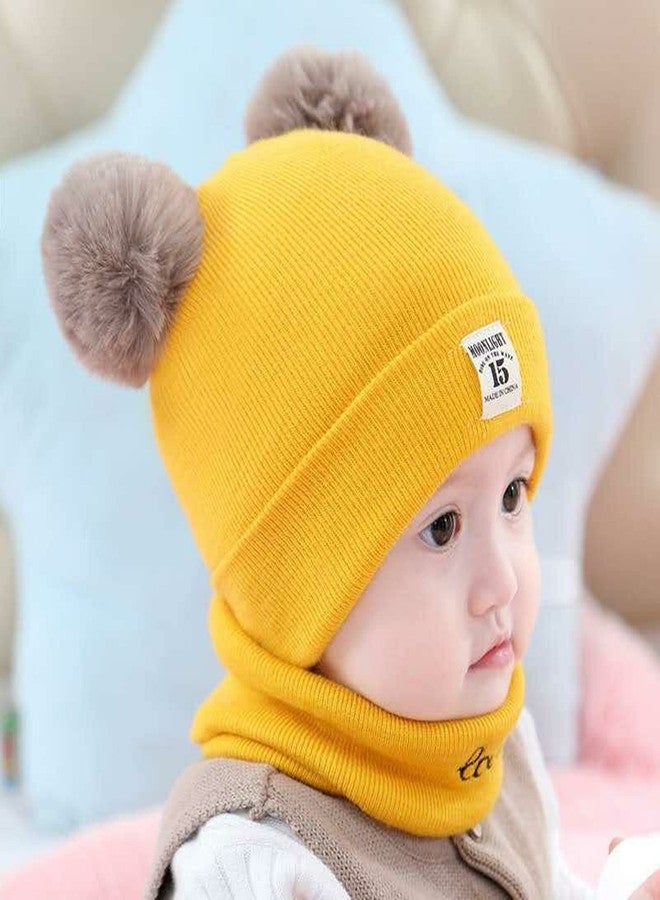 REFFER Baby Winter Cap; Cute Design; Winter Cap for Baby; Kids Cap; Baby Winter Cap; Baby Cap; Beanie Neck Warmer Set Double Layers Warm Lining Inside Best fits for 6 Month to 3 Years Yellow - Image 4
