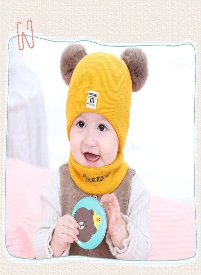 REFFER Baby Winter Cap; Cute Design; Winter Cap for Baby; Kids Cap; Baby Winter Cap; Baby Cap; Beanie Neck Warmer Set Double Layers Warm Lining Inside Best fits for 6 Month to 3 Years Yellow - Image 3