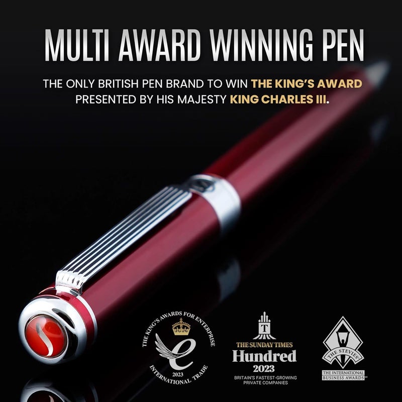Scriveiner Deep Crimson Ballpoint Pen - Stunning Red Lacquer Luxury Ballpoint with Chrome Finish & Schmidt Refill, Best Ball Pen Writing Set for Men & Women, Ideal for Professionals & Journaling - Image 2