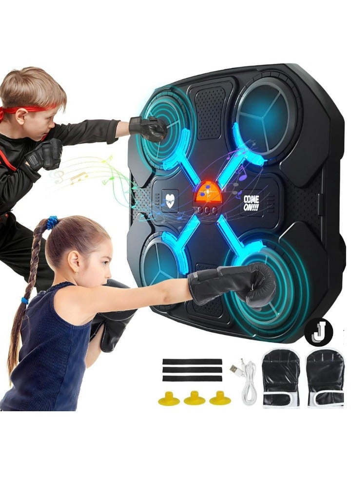 JAJEEK LED Music Boxing Machine for Kids – Bluetooth Smart Wall Target with Interactive Trainer and Boxing Gloves - Image 1