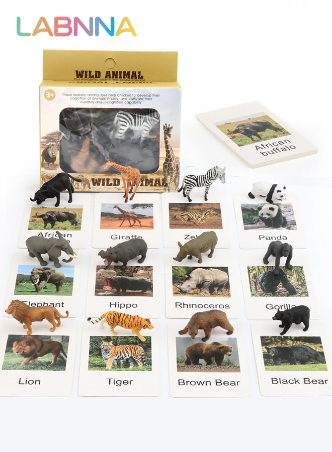 LABNNA 12PCS Realistic Wild Animals Figures with 12 Cards, Early Educational Toy for Kids, Fun Animal Model Toys, Parent-child Interactive Toy, Easy to Organize and Carry, Ideal Gift for Kids Aged 3+ - Image 1