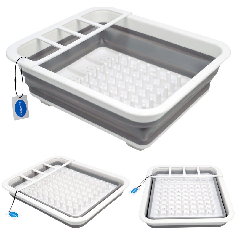 Casaphoria Collapsible Small Dryer Rack Over The Sink for Counter Plate RackPlastic Portable Dinnerware OrganizerSpace Saving Storage Tray