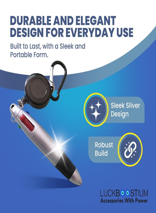 LUCKBOOSTIUM 4-in-1 Multi-Colored Ballpoint Pens: Keychain with Carabiner, Badge Reel & Belt Clip. Ideal Gift for Teachers, Nurses, Students, Moms & Colleagues for Teacher Appreciation & Mother's Day - Image 3