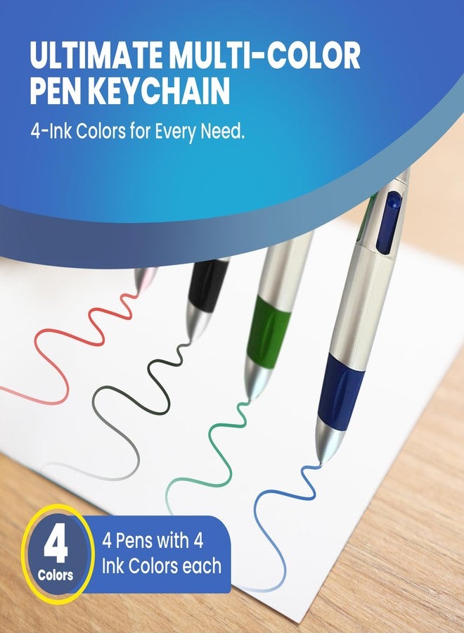 LUCKBOOSTIUM 4-in-1 Multi-Colored Ballpoint Pens: Keychain with Carabiner, Badge Reel & Belt Clip. Ideal Gift for Teachers, Nurses, Students, Moms & Colleagues for Teacher Appreciation & Mother's Day - Image 2