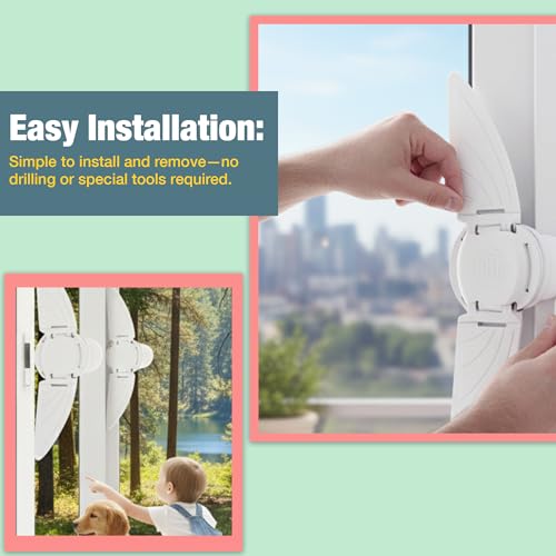 Safe-O-Kid Elegant Butterfly Shaped Window Lock for Sliding Windows & Doors, Child Finger Safety Protector, BPA-Free Baby Safety Lock for Kids & Toddlers, Easy to Install (White) - Image 3