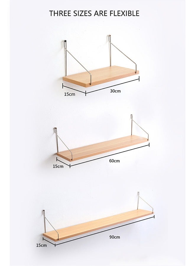 OASIS DESERT 3 Pcs Set of Floating Shelves for Wall Decor Wall Shelves for Bedroom Storage Large Deep Wall Mounted Shelves for  Bathroom Towels Laundry Living Room Kitchen Closet (30CM, 60CM, 90CM) - Image 2