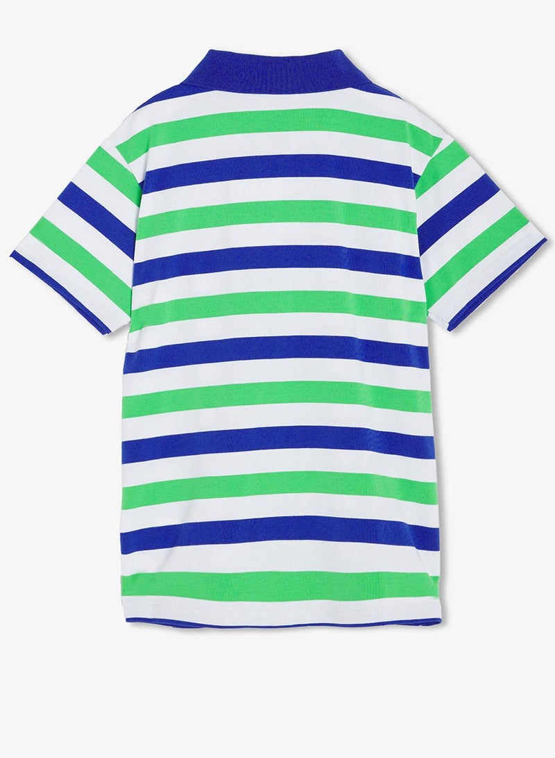Pinata Cute Friend Print Striped Cotton Polo Tshirt - Image 3