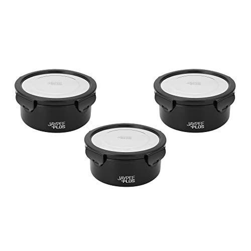 Jaypee Plus Microplus 400 ml Each Stainless Steel Office Lunch Box | BPA Free, Microwave Safe & Spillproof Airtight 3 Containers | Including Insulated Bag | Ideal for College & School (Black) - Image 4